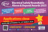 Electrical Safety Roundtable Above and Beyond Awards 2023 - Entry Date Extended